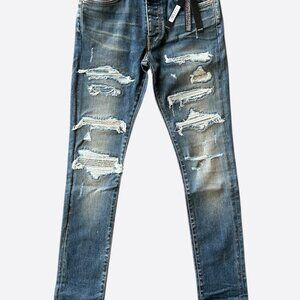 Amiri Indigo Bandana Jacquard Patch Thrasher Jeans